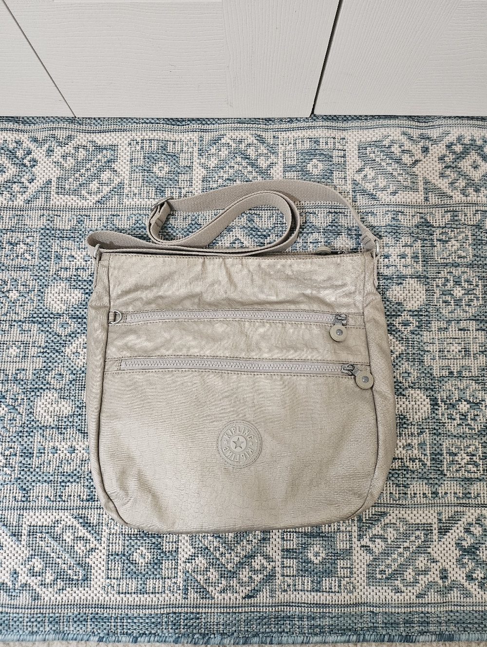 Kipling Large Crossbody In Silver/Gray